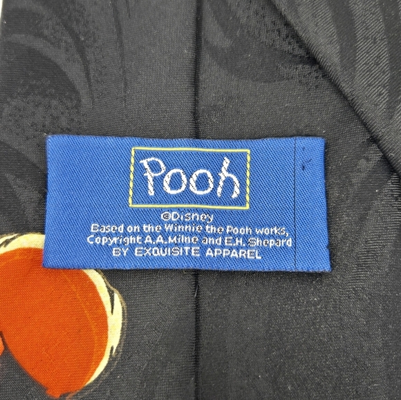 VINTAGE DISNEY WINNIE THE POOH LOT OF 2 NECKTIES MENSWEAR BLACK & BLUE MEN OS - Picture 9 of 12